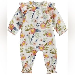 NWT Mud Pie Floral Cotton Gauze Bodysuit 12-18 Months!
